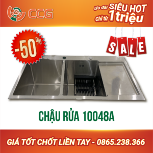CHẬU RỬA CHÉN ĐÚC CÓ BÀN CHỜ 10048A