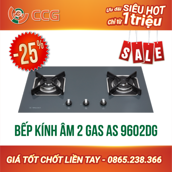 BẾP KÍNH ÂM MALLOCA 2 GAS AS 9602DG